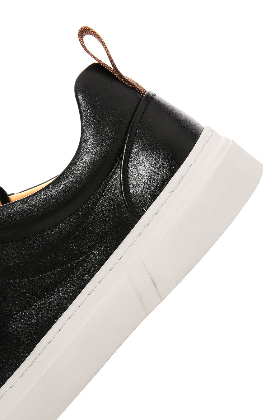Erkek Siyah Bağcıklı Deri Sneaker