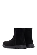 Women's Black Zippered Suede Teddy Boot | Derimod
