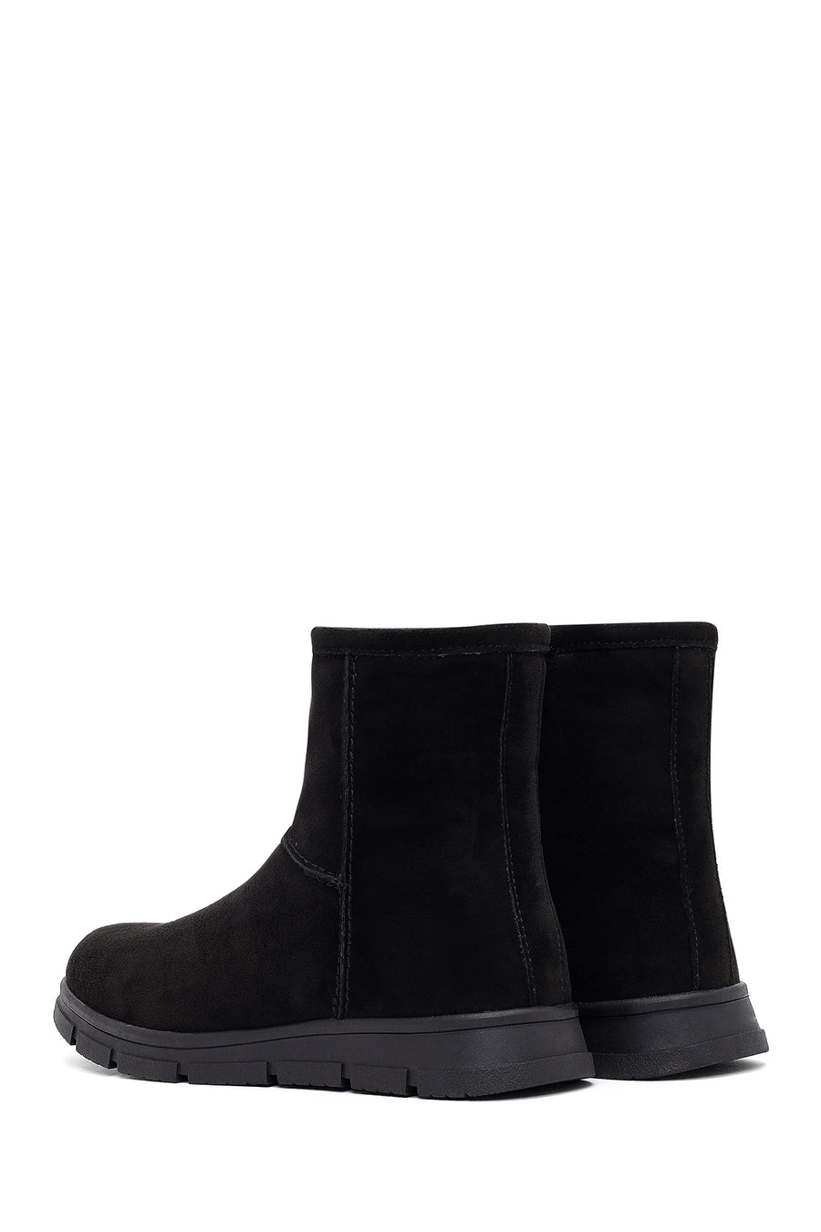 Women's Black Zippered Suede Teddy Boot
