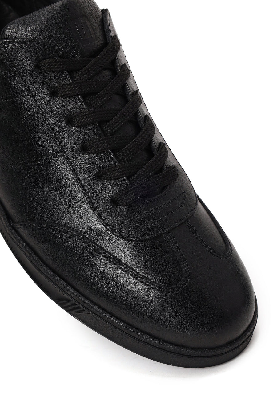 Erkek Siyah Bağcıklı Deri Casual Sneaker