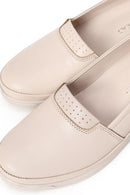 Woman Cream Wedge Leather Comfort Loafers | Derimod