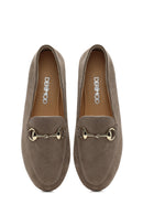 Women's Mink Buckled Suede Leather Masculine Loafer | Derimod