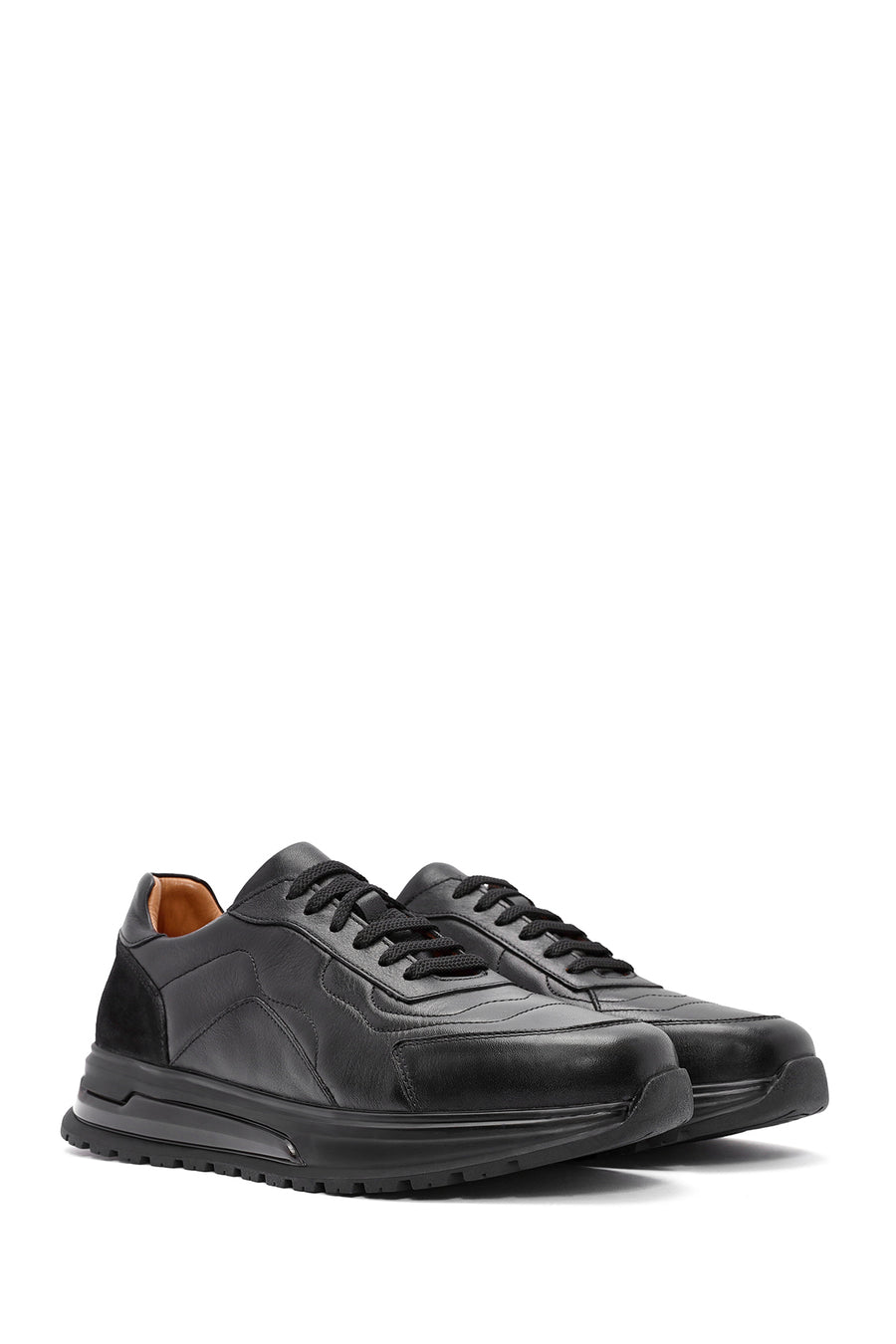 Men's Black Lace-up Leather Sneaker