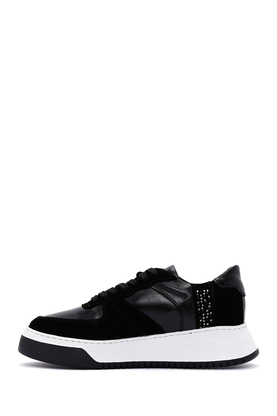 Women's Black Suede Leather Sneaker