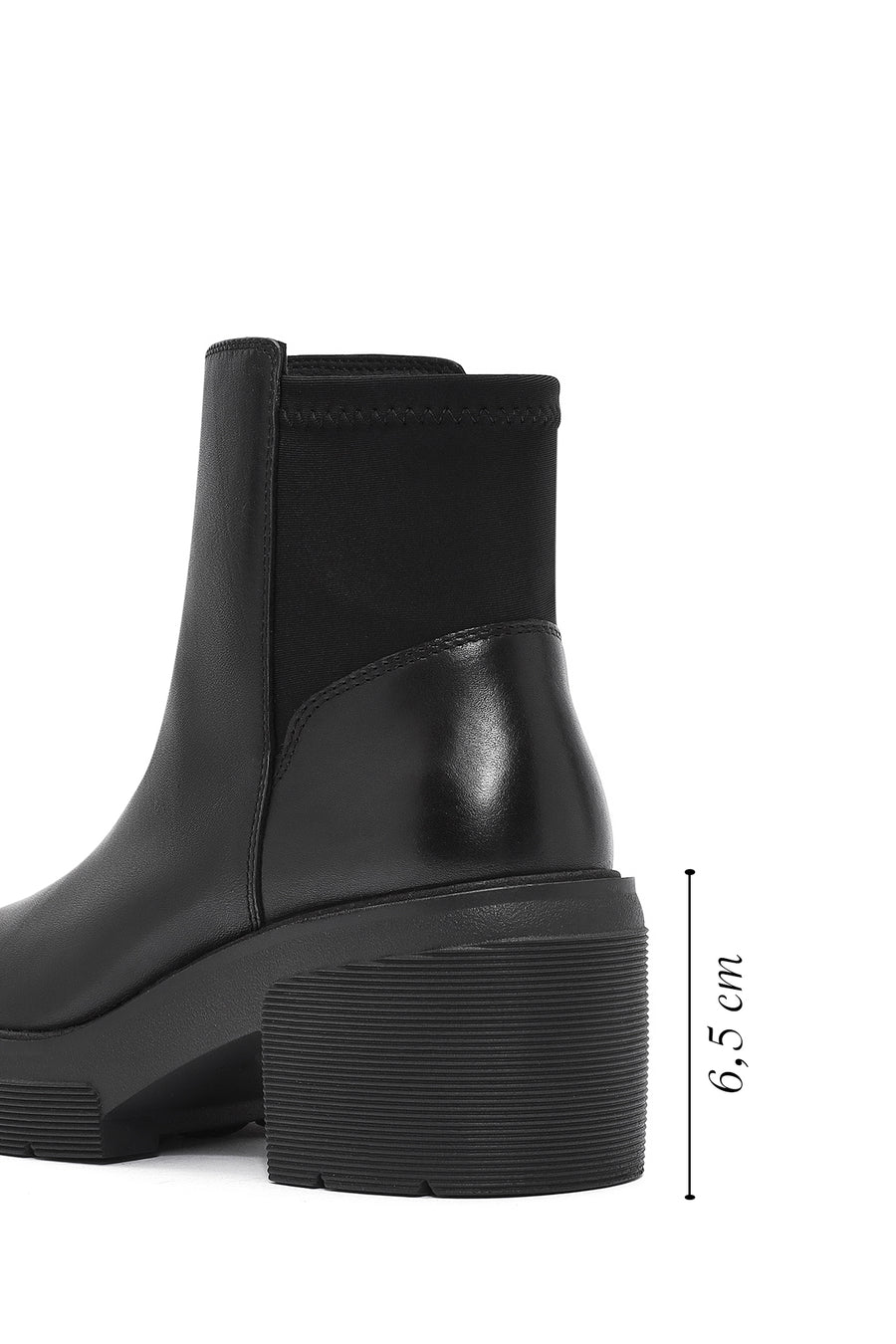 Geox Women's Black Spherica Thick Heel Zippered Leather Boots