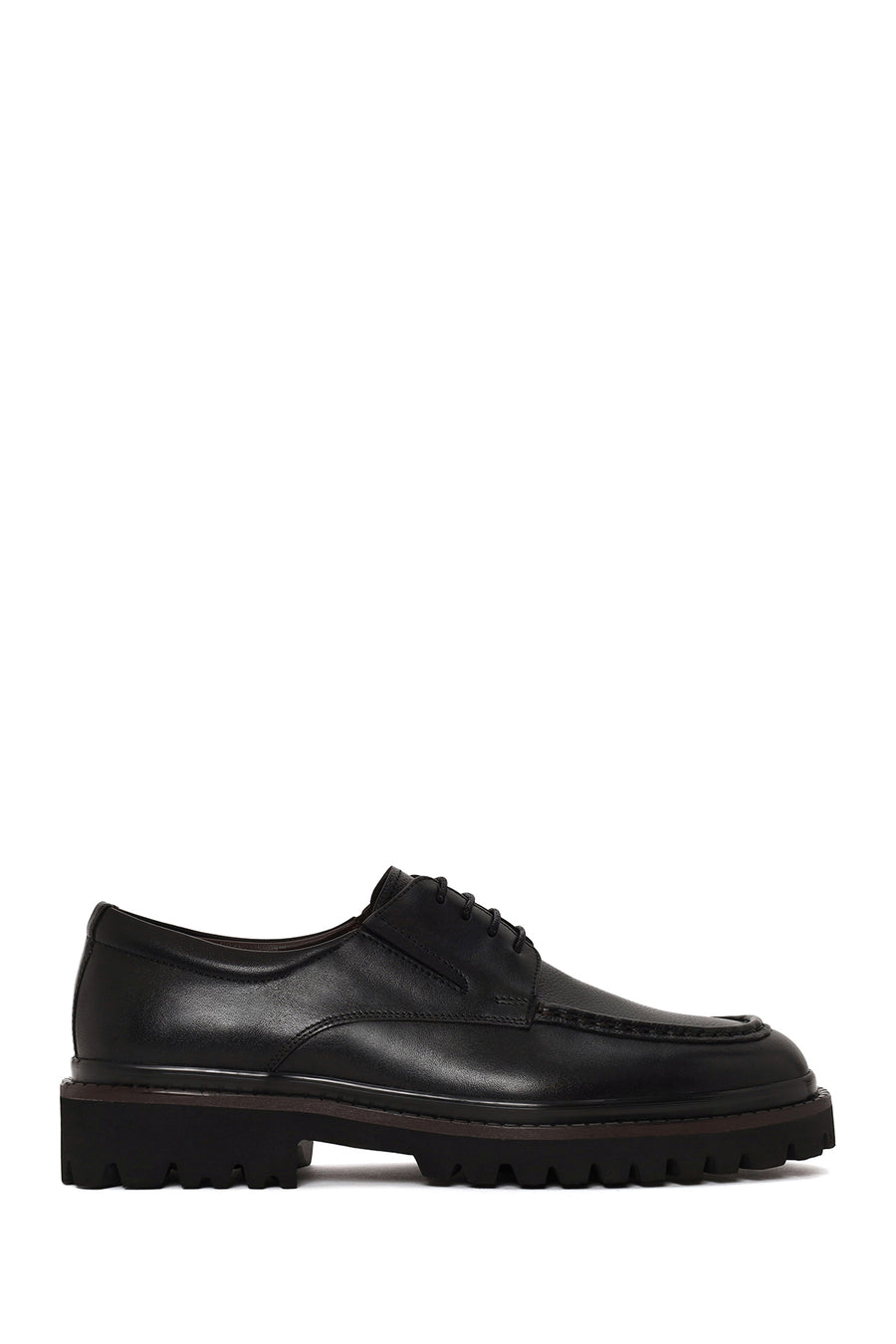 Male Black Lace-Up Thick-Soled Leather Casual Shoes WM750031DV | Derimod