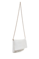 Women's White Long Chain Strap Braided Clutch Bag | Derimod