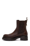 Woman Brown Thick-Soled Leather Chelsea Boots | Derimod