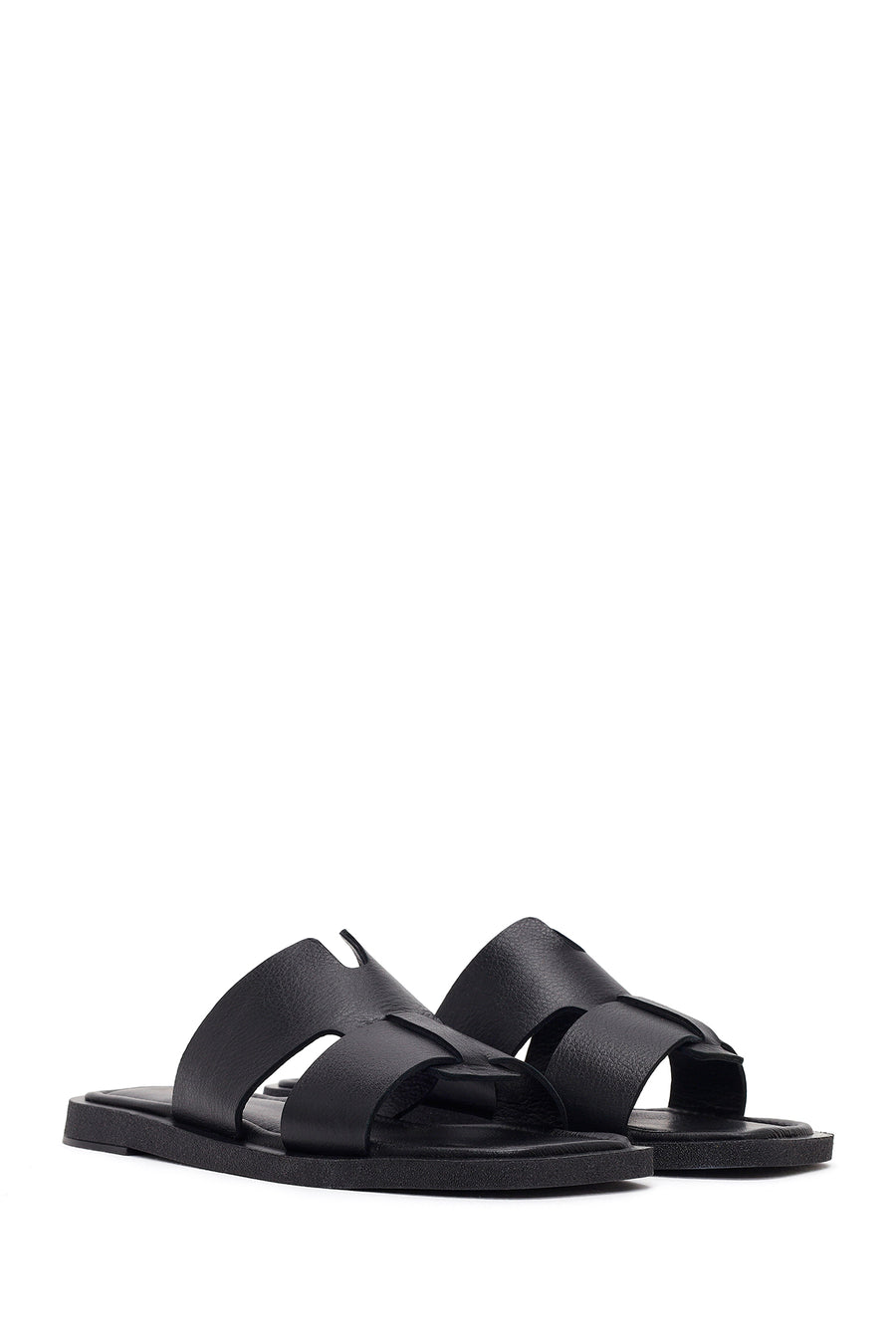 Kadın Siyah Deri Terlik