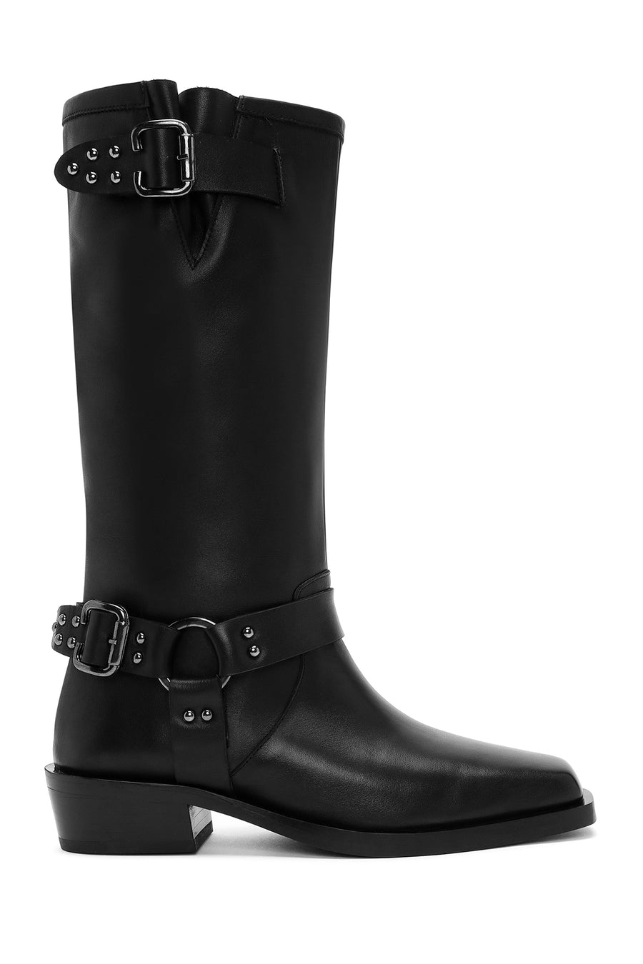 Women's Black Buckle Detailed Leather Cowboy Boots 24WFD152818 | Derimod