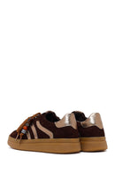 Woman Brown Lace-Up Charm Suede Leather Sneaker | Derimod