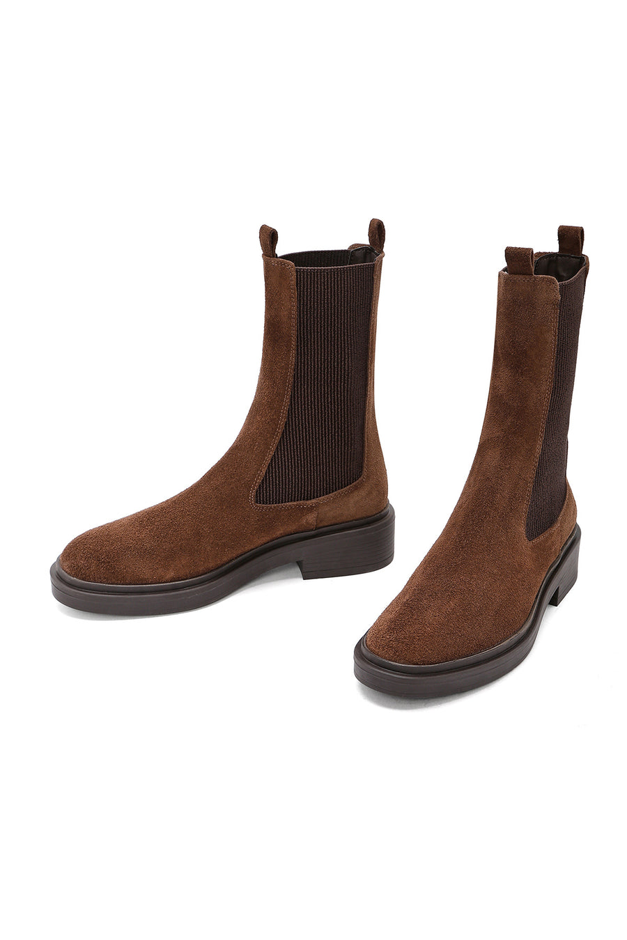 Women's Brown Suede Leather Chelsea Boots