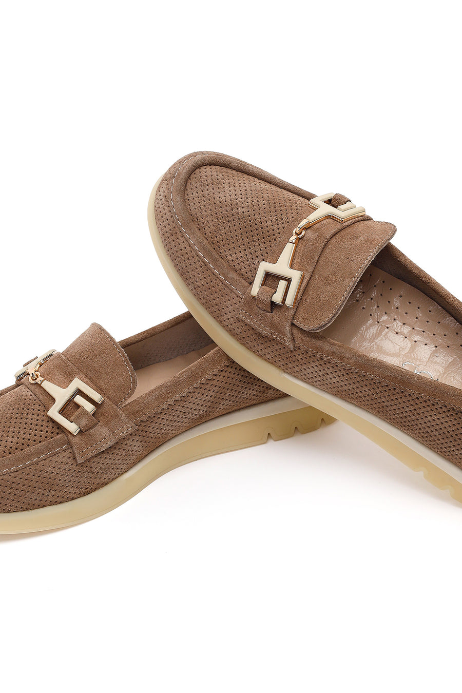 Women's Mink Suede Leather Comfort Loafer with Lace-up and Buckle