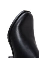 Women's Black Zippered Buckle Detailed Low Heeled Boots | Derimod