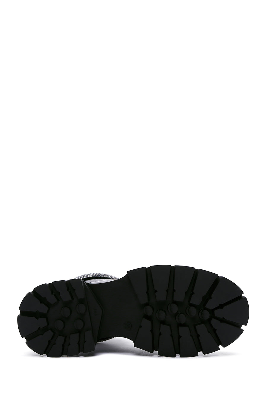 Women's Black Leather Stone Thick Soled Boots