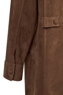 Madrid Woman Brown Long Suede Trench Coat | Derimod