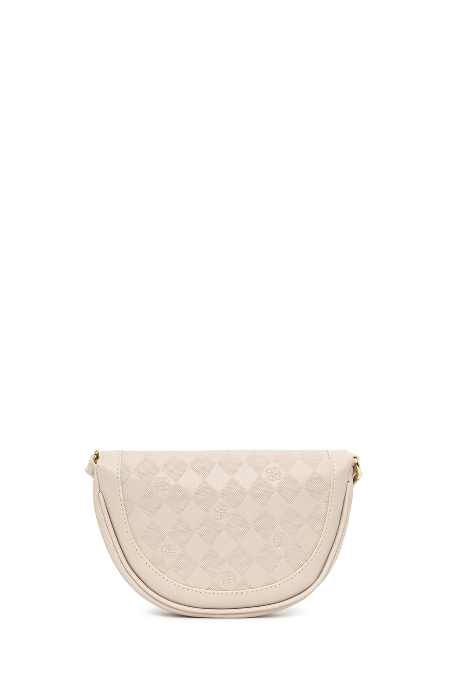 Woman Cream Long-Strap Printed Mini Crossbody Bag