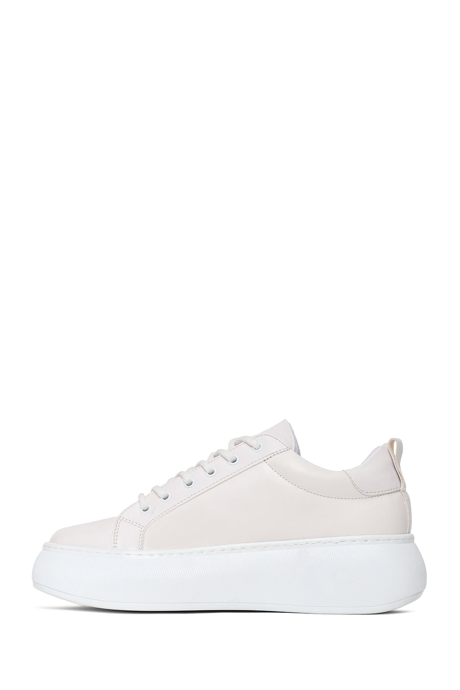 Woman White Lace-Up Chunky Sneaker