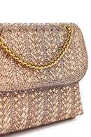 Women's Bronze Long Strap Stone Mini Clutch Evening Bag | Derimod