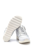 Women's Silver Leather Wedge Heel Sneaker | Derimod