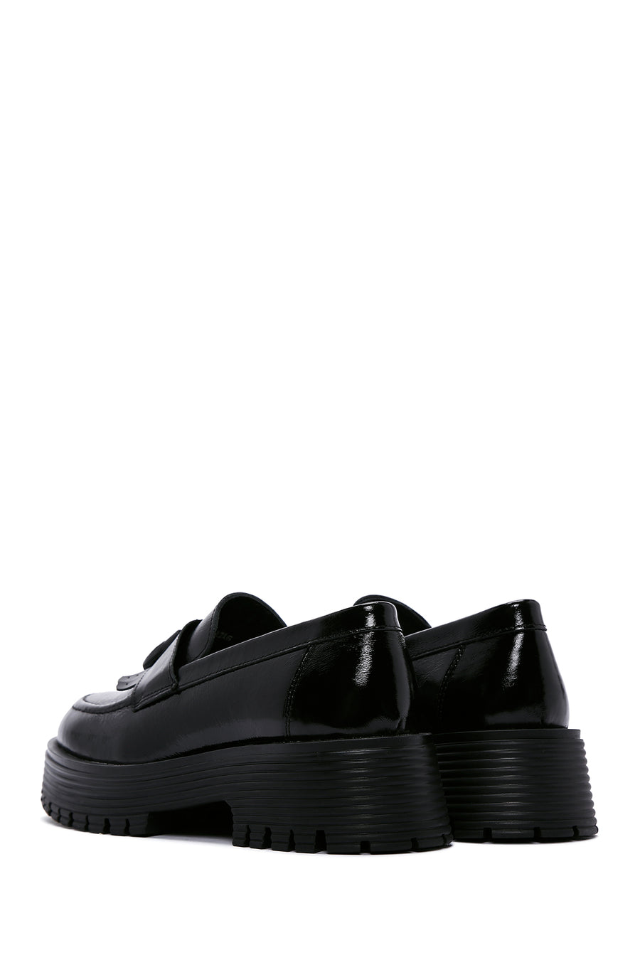 Women's Black Tassel Leather Masculine Loafer