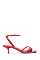 Women's Red Ankle Strap Heeled Patent Leather Sandals | Derimod