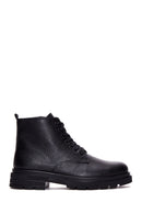 Men's Black Leather Zippered Boots | Derimod