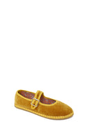 Woman Yellow Buckled Fabric Mary Jane Ballerine flats | Derimod
