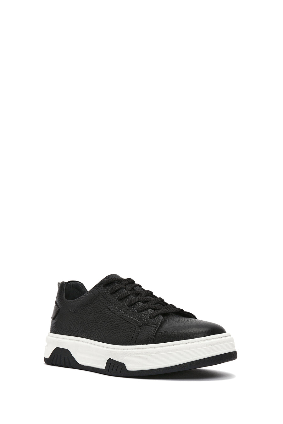 Erkek Siyah Bağcıklı Kalın Tabanlı Deri Sneaker