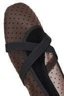 Woman Brown Patterned Fabric Ballet Flats | Derimod