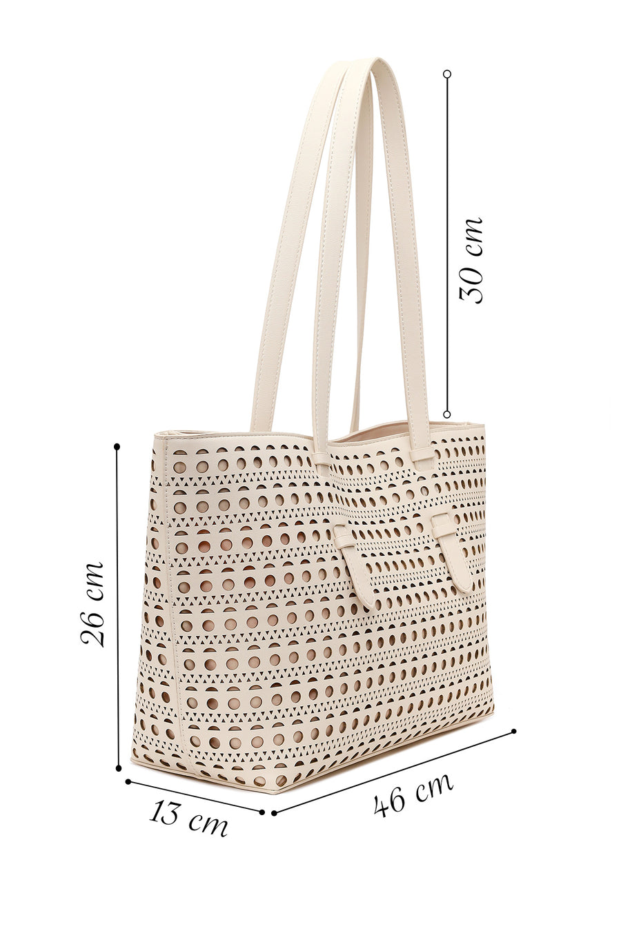 Woman Cream Patterned Shoulder Bag