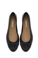 
Women's Black Leather Ballet Flats with Bow
 | Derimod