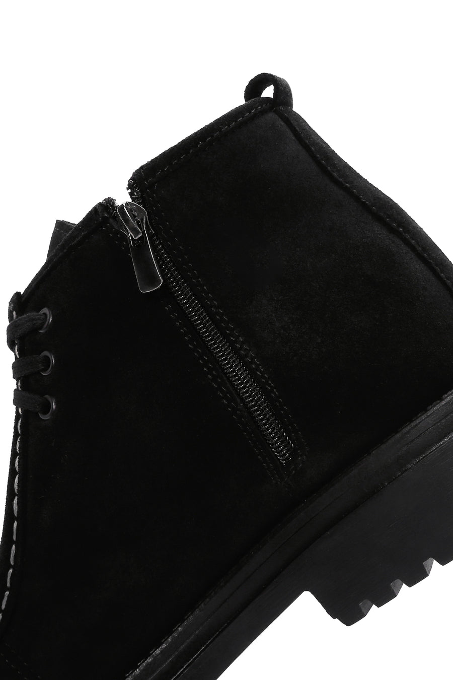 Men's Black Zippered Suede Leather Boots
