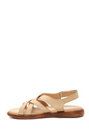 Women's Beige Leather Comfort Sandals | Derimod
