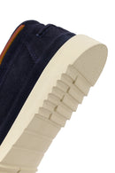 Men's Navy Blue Lace-up Suede Leather Casual Shoes | Derimod