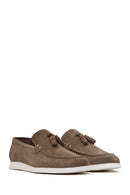 Men's Beige Tassel Suede Leather Casual Loafer | Derimod