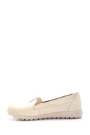 Women's Beige Leather Comfort Loafer | Derimod