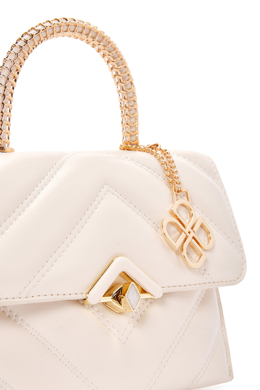 Women's Cream Long Strap Quilted Handbag