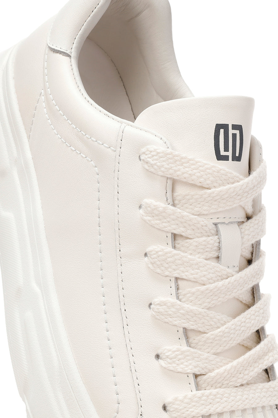 Erkek Beyaz Bağcıklı Deri Sneaker