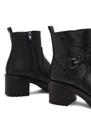 Women's Black Zippered Thick Heeled Boots | Derimod