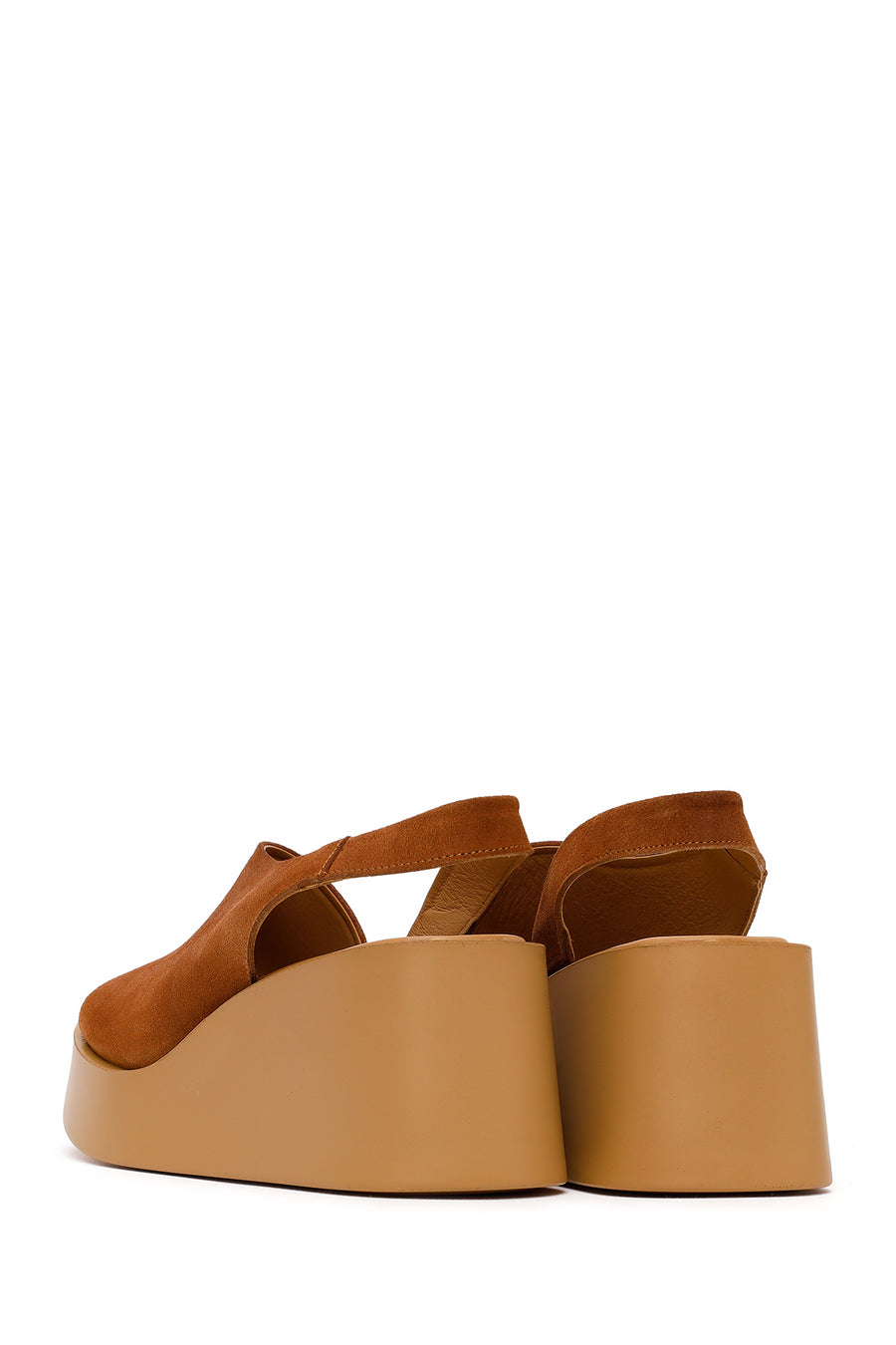Woman Dark Powder Pink Wedge-Heel Suede Leather Comfort Sandal