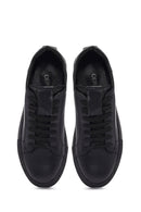 Woman Black Laced Leather Sneakers | Derimod
