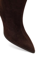 Woman Brown Thin-Heeled Suede Boots | Derimod