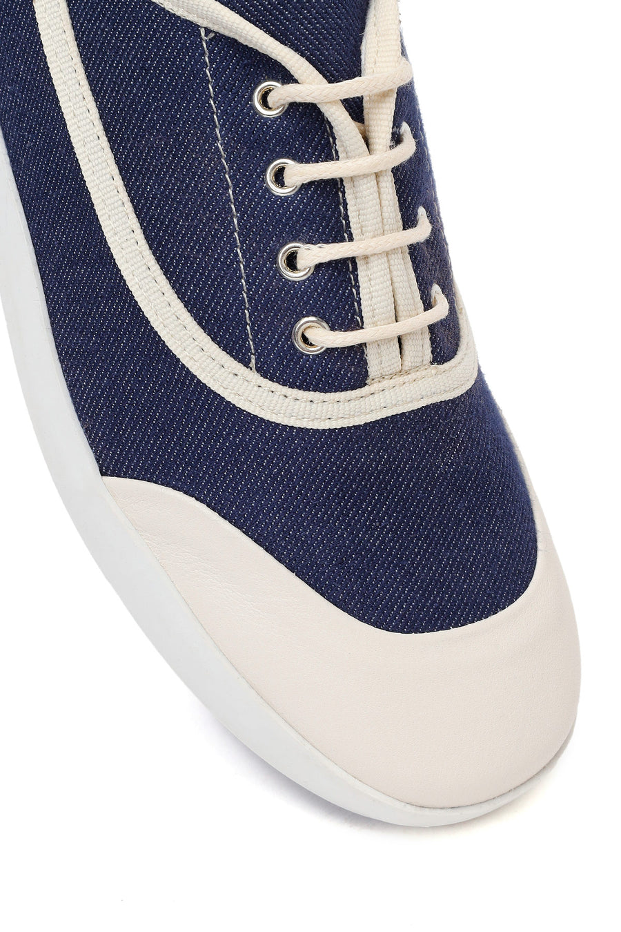 Kadın Mavi Bağcıklı Jean Deri Sneaker