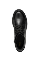 Geox Women's Black Spherica Ec15 Lace-Up Thick Heeled Leather Boots | Derimod