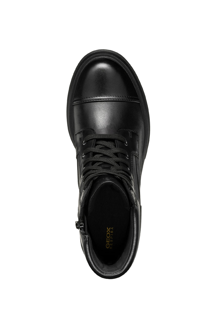 Geox Women's Black Spherica Ec15 Lace-Up Thick Heeled Leather Boots