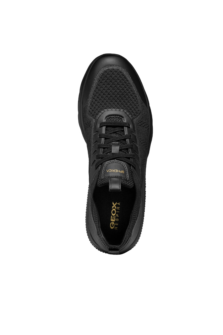 Geox Men's Black Spherica Lace-up Leather Sneaker