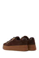 Kadın Kahverengi Bağcıklı Kalın Tabanlı Süet Deri Sneaker | Derimod