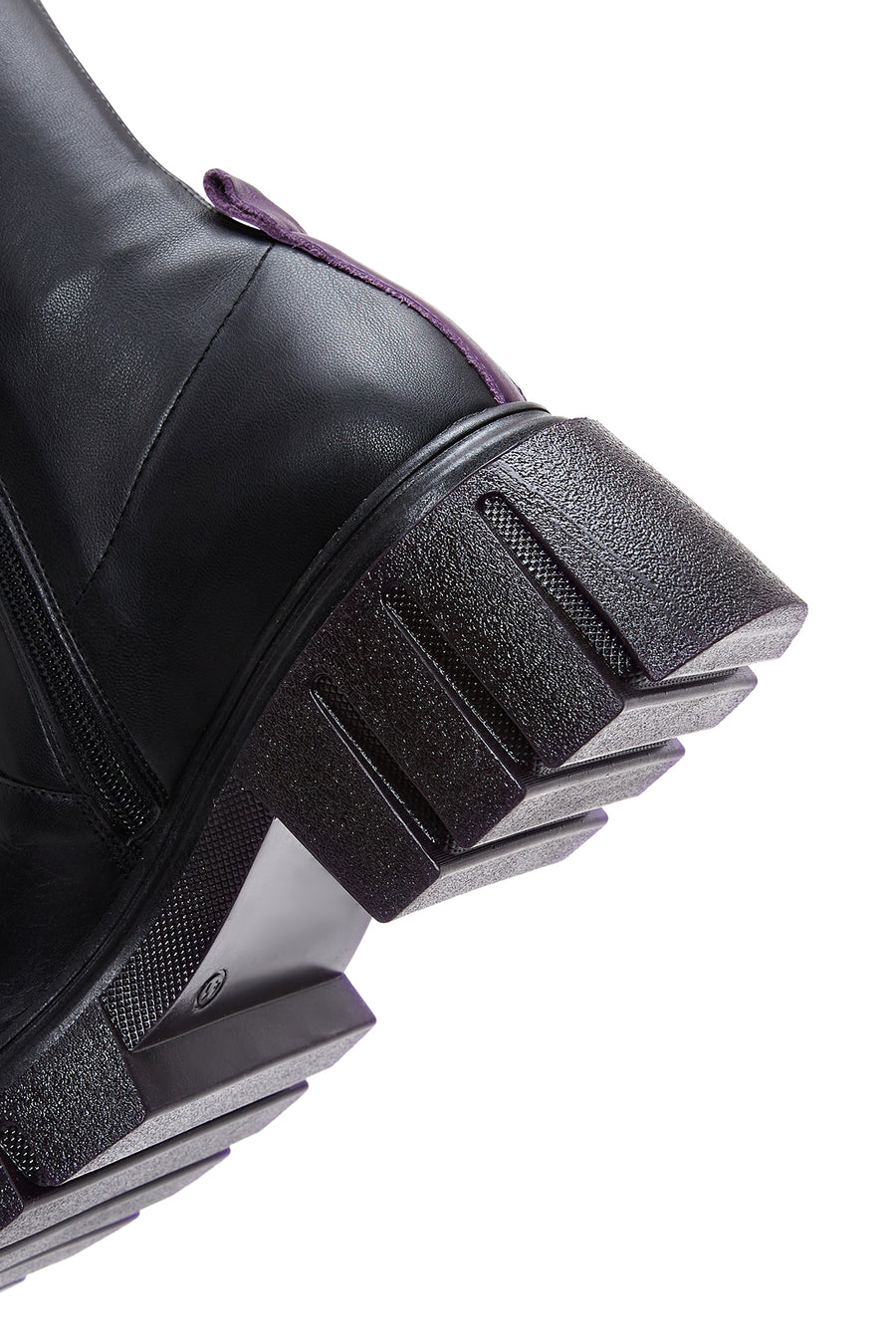 Women's Black Thick Soled Leather Boots