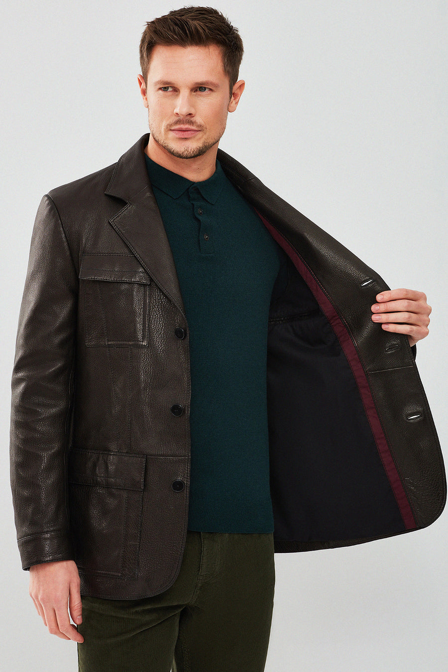 Kane Men's Black Blazer Safari Leather Jacket